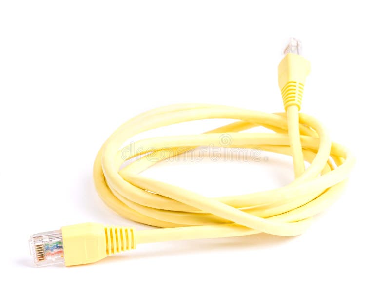 Yellow Network Cable with Molded RJ45 Plug Stock Image Image of cord