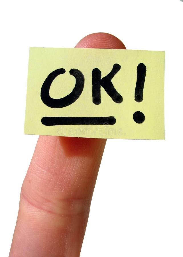 Yellow notecard OK royalty free stock photography