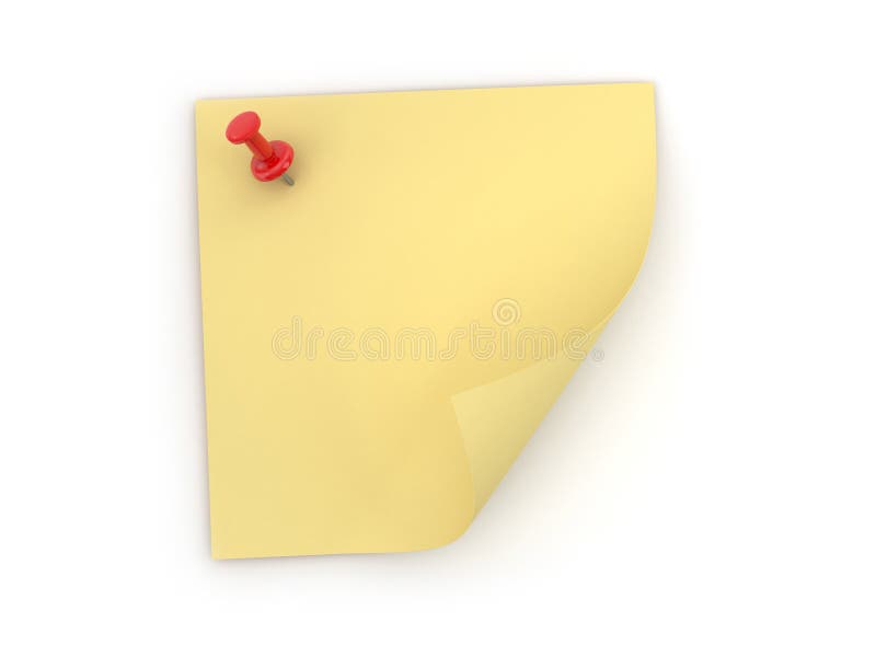 Yellow Notepaper With Red Pin Stock Illustration Illustration Of