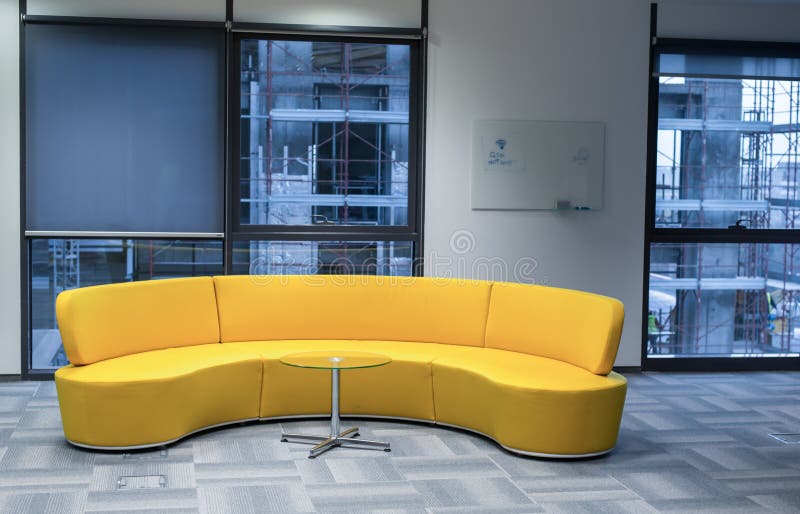 Yellow office sofa stock photo. Image of design, designed 39893916