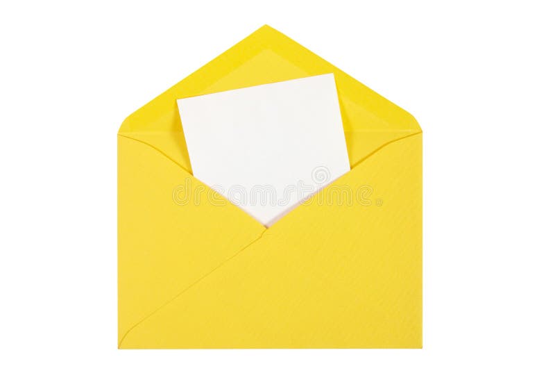 Yellow Open Envelope with Paper Isolated Stock Image Image of sheet