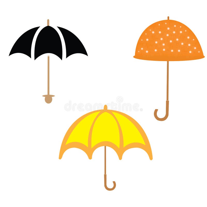 Yellow, Orange and Black Umbrella Vector Illustration Stock Vector