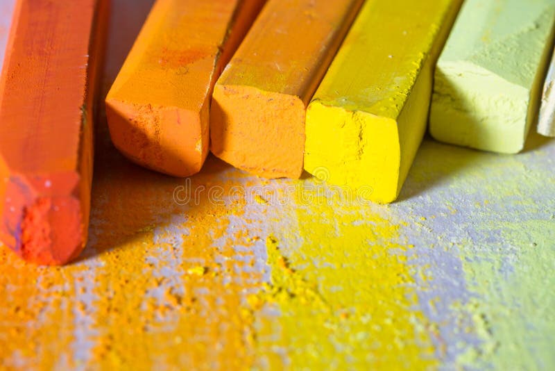 Yellow and orange pastels stock image. Image of spectrum 31332469