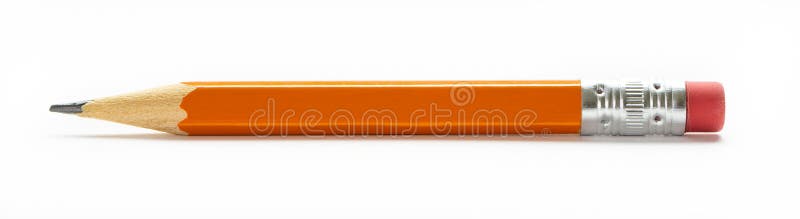 Yellow orange pencil with eraser on a white background