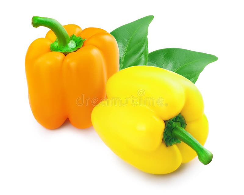 Yellow Orange Sweet Bell Pepper Isolated on White Background Stock
