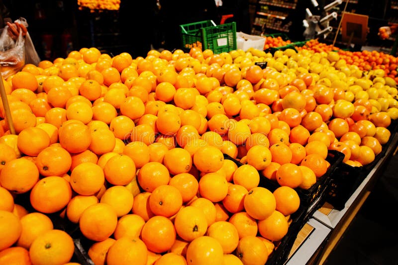 Oranges On Boxes In Supermarket Stock Photo Image of nature, natural