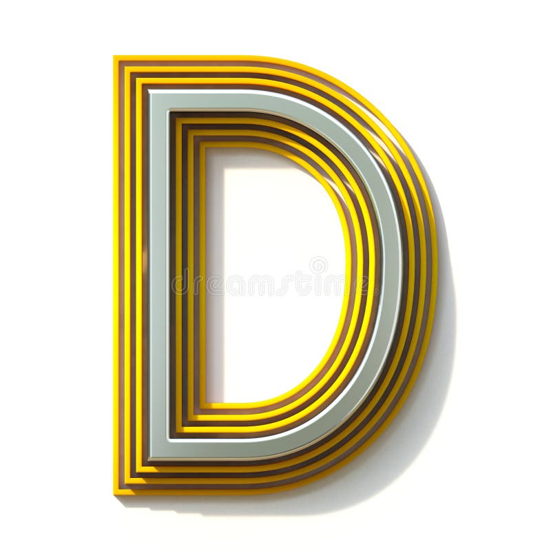 Yellow Outlined Font Letter D 3D Stock Illustration - Illustration of ...