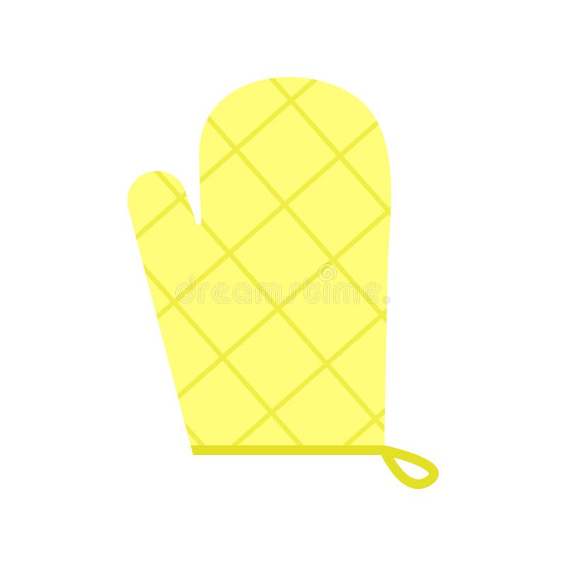 Yellow Oven Mitt Isolated on White Background. Flat Oven Glove with