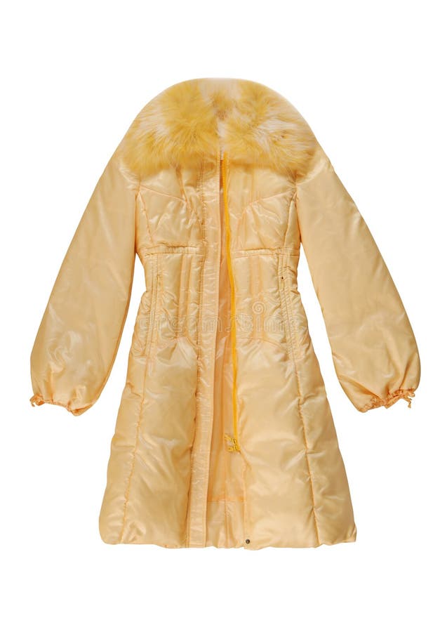 Yellow Padded Coat with Zip Fastener Stock Photo Image of background