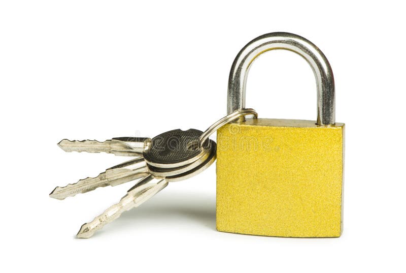 Yellow padlock and keys stock image. Image of solid, open 31369005