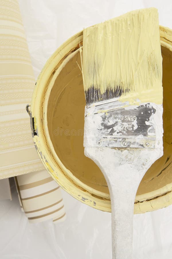 Yellow Paint With Brush Picture. Image 4870088