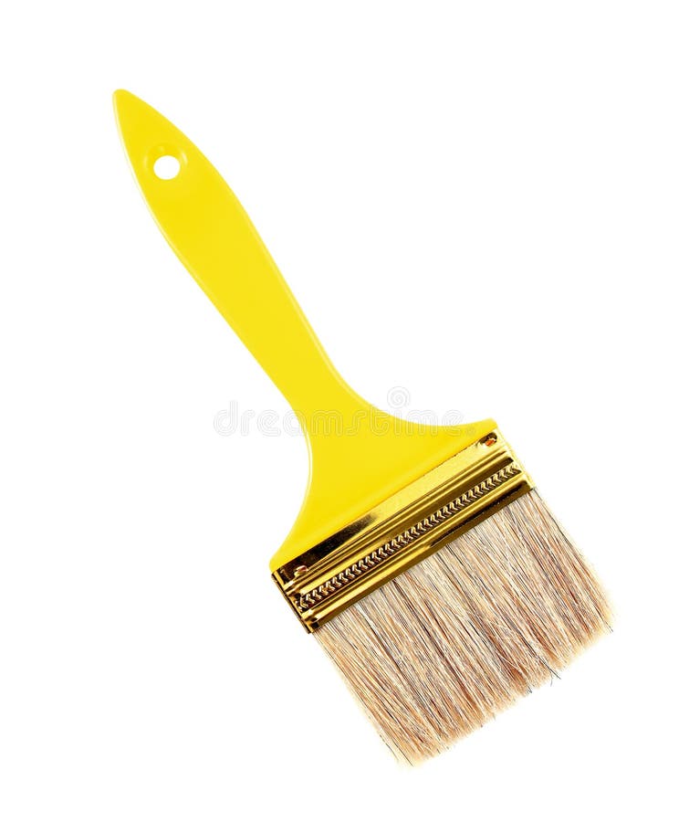 Yellow Paint Brush on White. Stock Image Image of design, acrylic