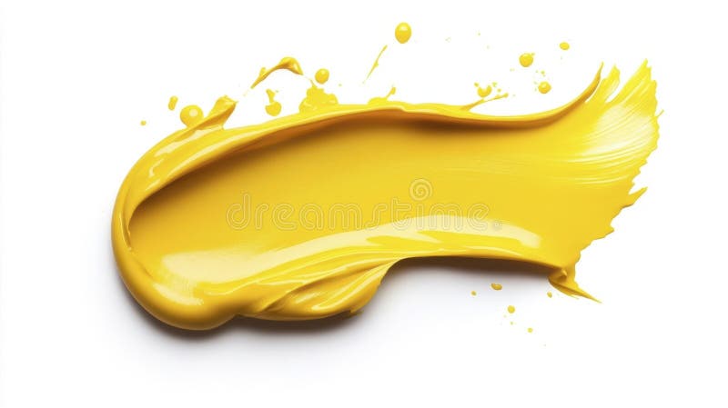 Yellow paint smear on a white background stock illustration