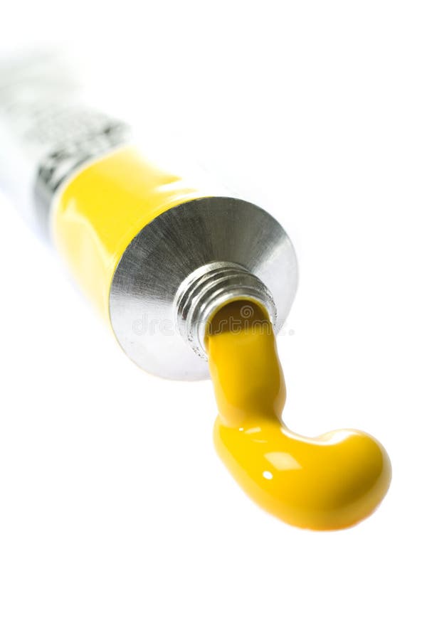 Yellow Paint Squeezed from Tube Stock Image Image of isolated