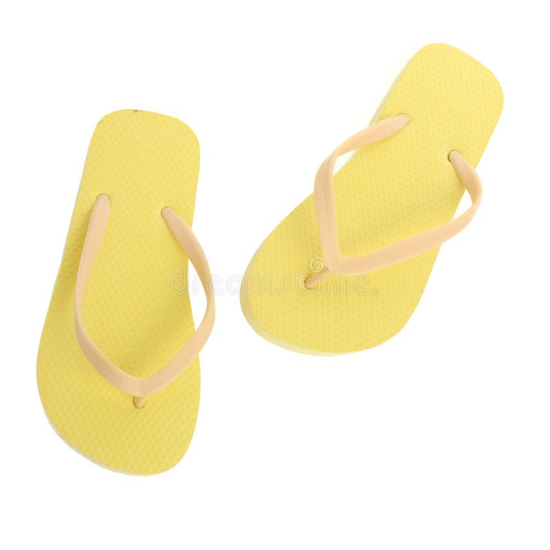 Yellow Pair of Flip Flops Isolated Stock Image - Image of footwear ...