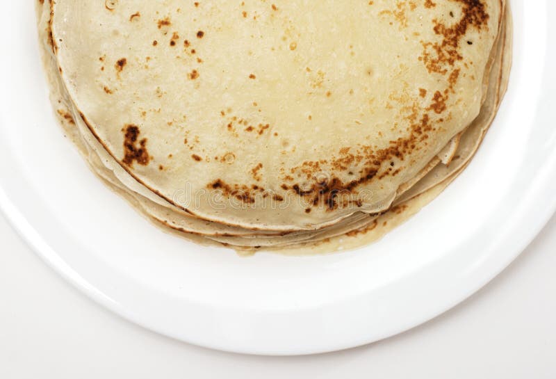 Yellow Pancakes on a White Plate Stock Image Image of closeup, flat