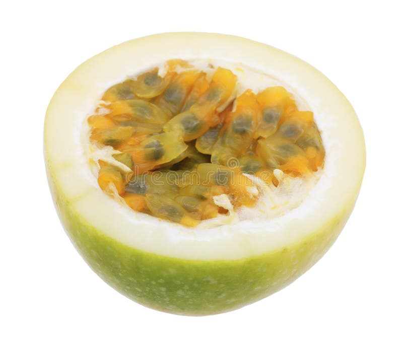 Yellow Passion Fruit Cut in Half Isolated Stock Photo Image of