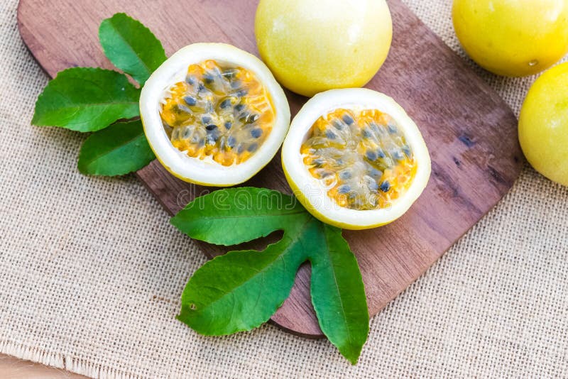 Yellow passion fruit stock photo. Image of sliced, delicious 110208376