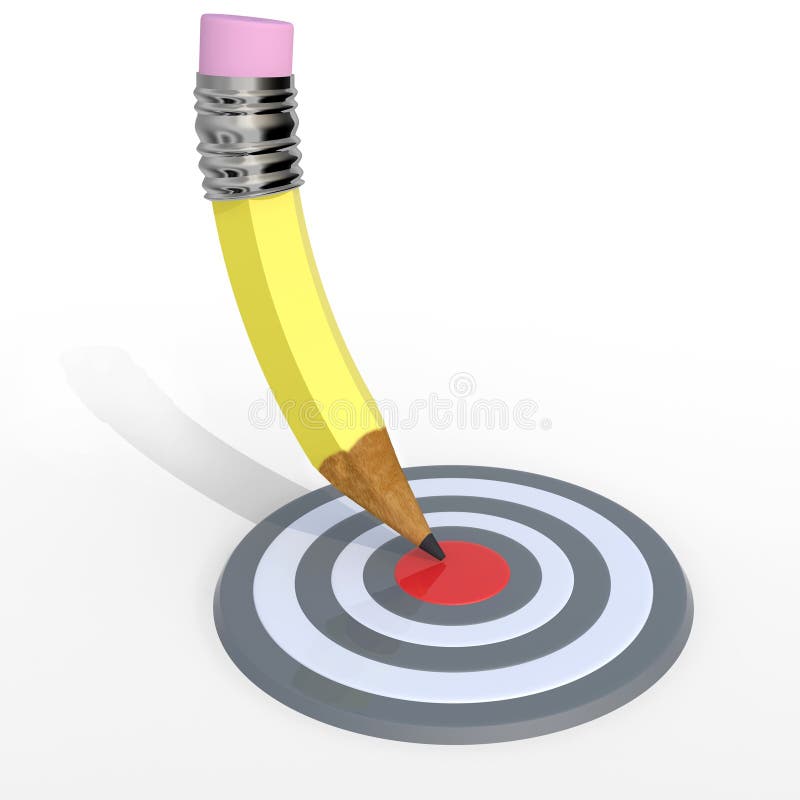 Yellow Pencil Pointed To Center of Target Stock Illustration