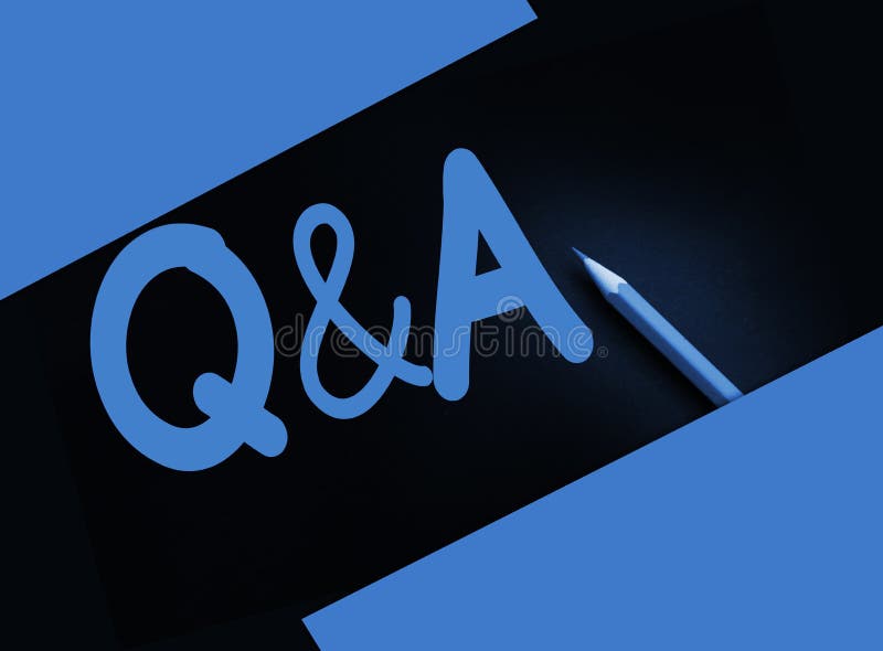 Yellow Pencil and Q and a Written on Black Background Stock Image