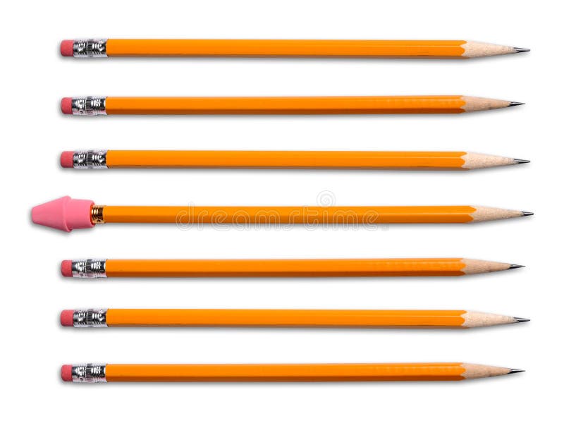 Yellow Pencils with Eraser stock image. Image of macro 13577453