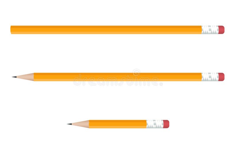 Yellow Pencils Set on White Background. Vector Illustration. Stock