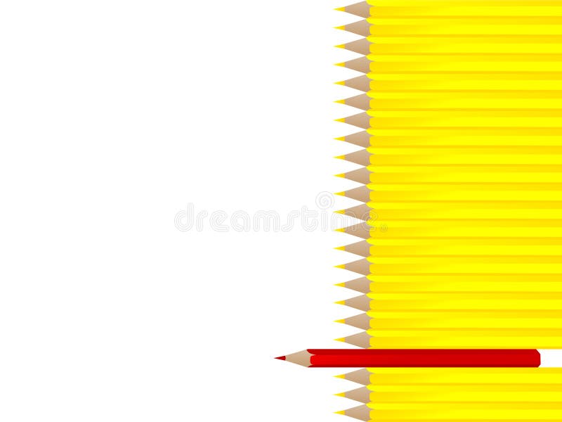 yellow pencils with single red