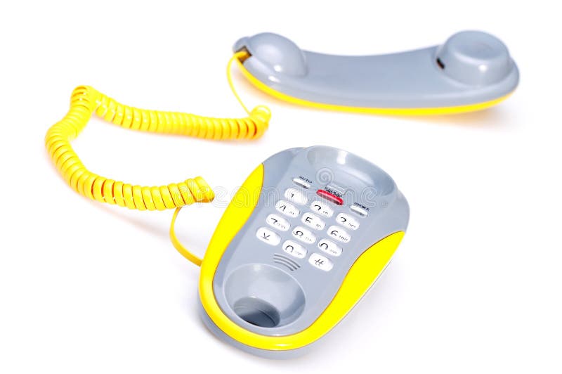 Yellow phone stock image. Image of isolated, receiver 3284869