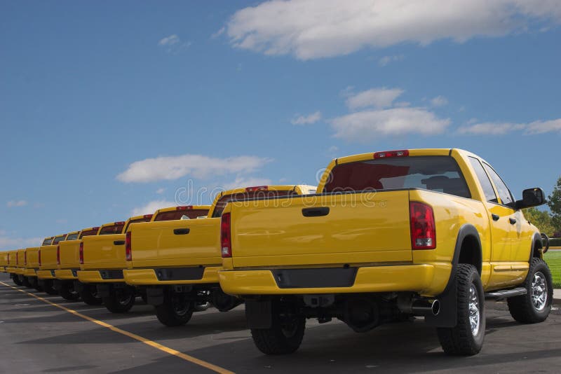Yellow Pickup Trucks stock image. Image of tailgate, line 256453