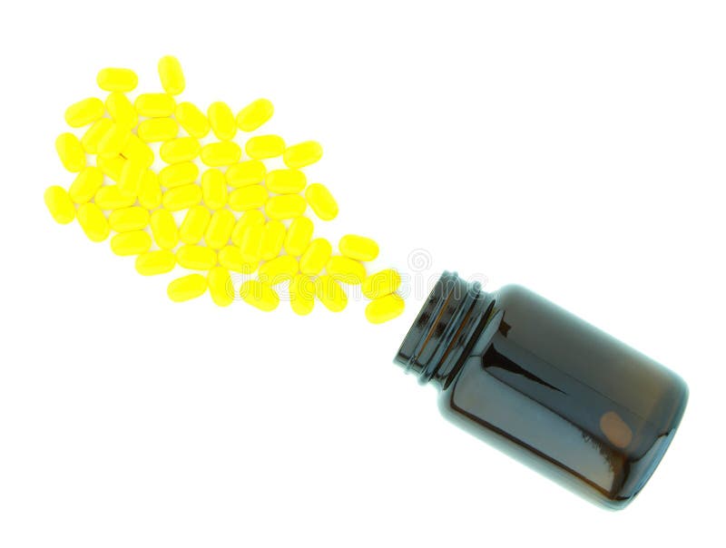 Yellow Pills and Brown Bottle Stock Image Image of colorful, antibiotic 30107385