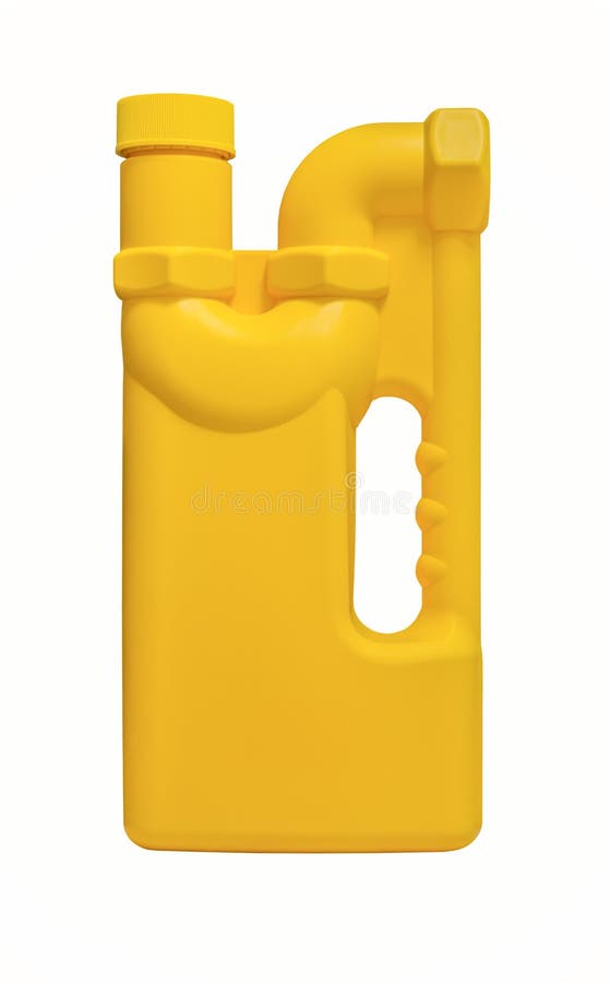 Yellow plastic bottle of drain cleaner stock image