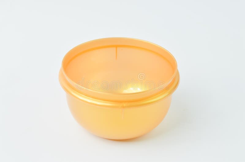 Yellow Plastic Bowl Isolated on a White Background Stock Photo Image