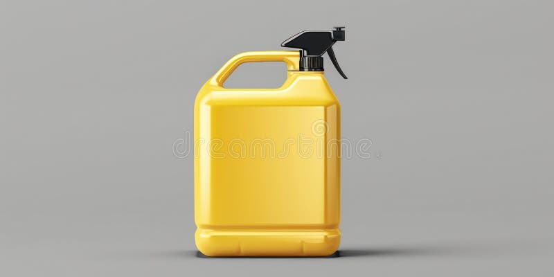 A yellow plastic spray bottle with a black trigger. Ideal for household cleaning or gardening projects stock photo