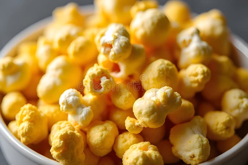 Yellow popcorn baked with fragrant butter ready to eat the ilustração stock