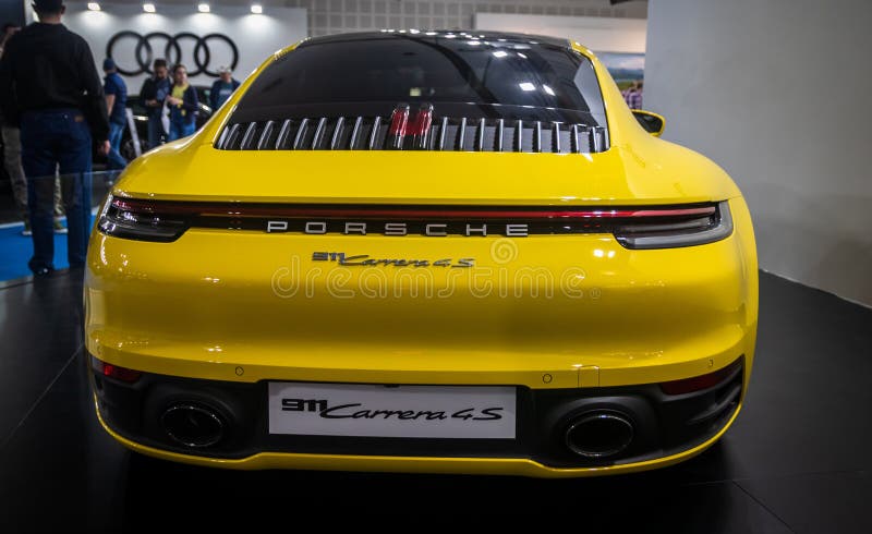 Yellow Porsche 911 Carrera 4S 2019 on 54th Belgrade International Car and  Motor Show Editorial Stock Photo - Image of cars, detail: 143837518