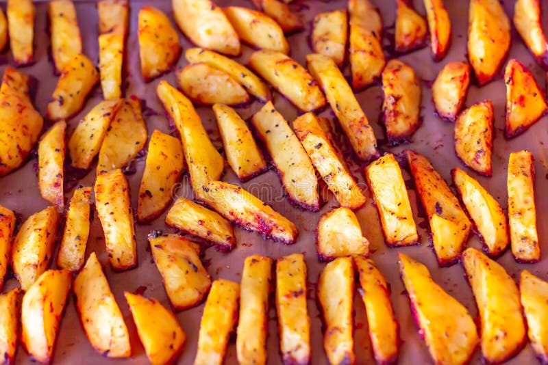 Yellow Potatoes with Spices. Roasting, Cooking in the Oven. Delicious