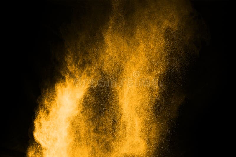 Yellow Powder Explosion on Black Background. Stock Image Image of