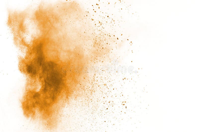 Yellow Powder Explosion on White Background. Stock Image Image of