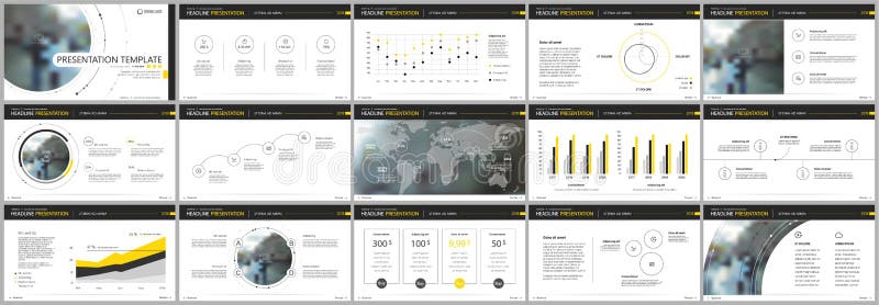 Yellow presentation templates elements on a white background. Vector infographics.