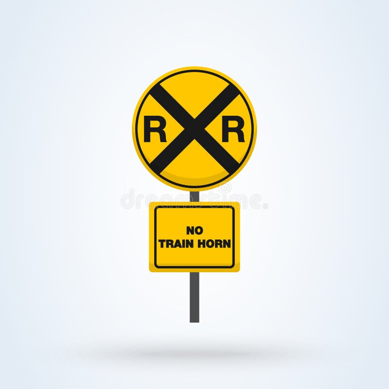 Yellow Rail Sign - Railroad warning. Simple vector modern icon design illustration