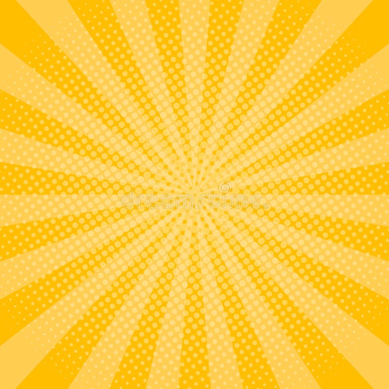 Yellow Rays Background with Halftone Effect. Shine Sunburst for Comic Book.  Pop Art Banner with Dots Stock Illustration - Illustration of grunge, glow:  171318749