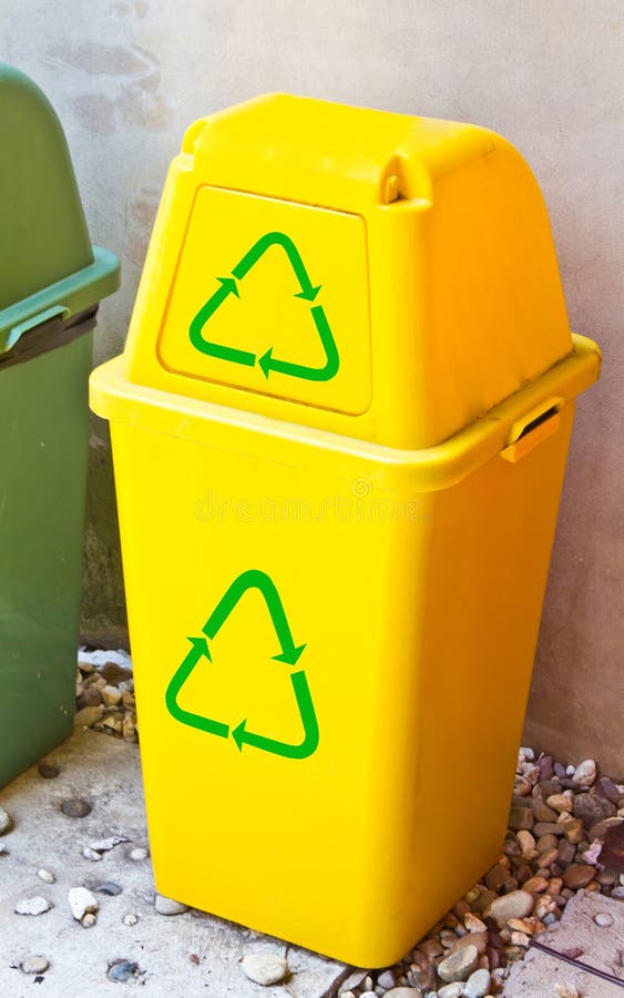 Yellow recycle bin stock photo. Image of recycle, organic 24514680