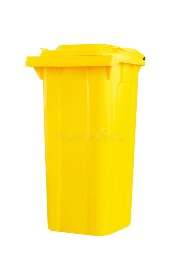 Yellow Recycle Bin Isolated on White Stock Image Image of background