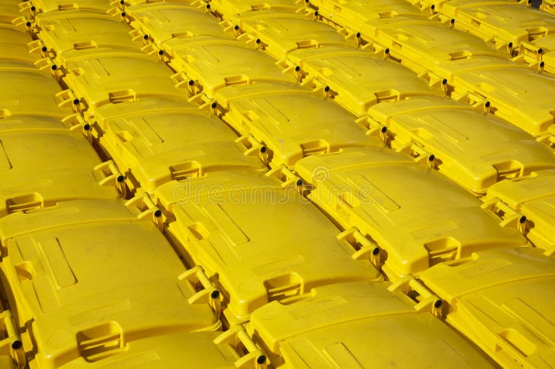 Yellow Recycling Bins stock photography