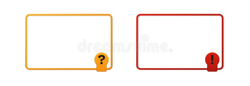 Yellow and red frame with exclamation and question marks. vector illustration