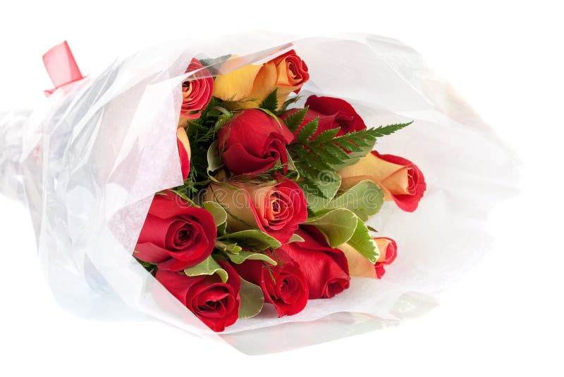 Yellow and red roses bouquet