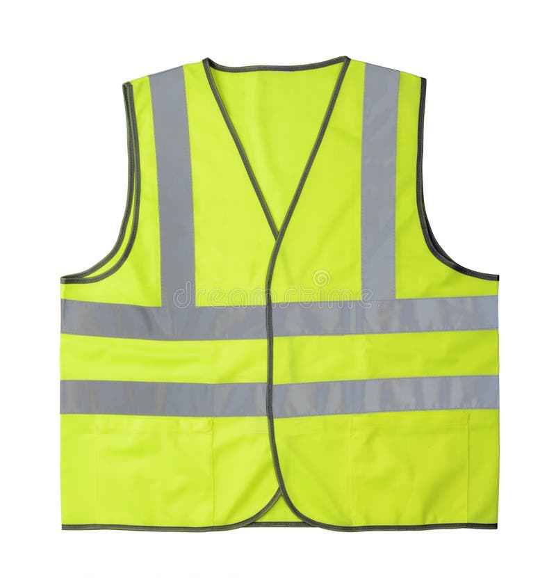 Yellow Reflective Vest Isolated on White Stock Photo - Image of closeup ...