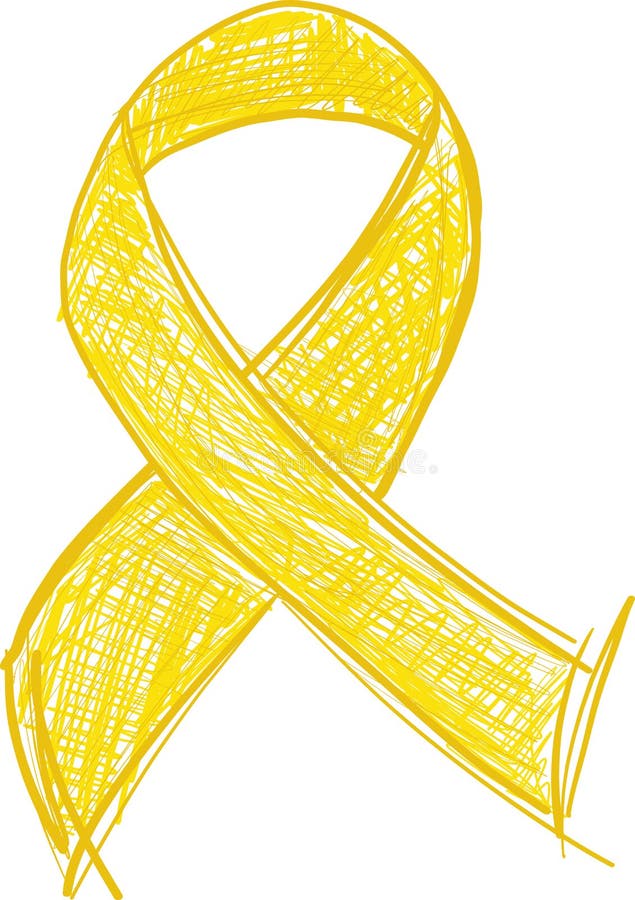 Yellow Ribbon Awareness Isolated on White Background Stock Vector