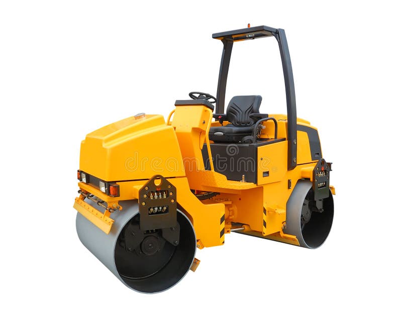 Yellow road roller royalty free stock photos