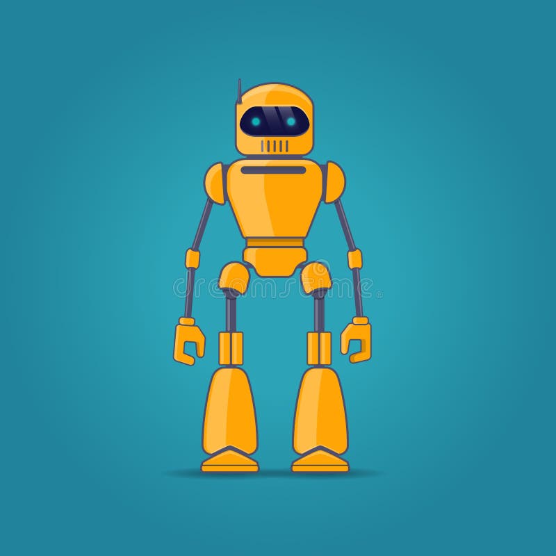 Yellow robot on blue background vector illustration